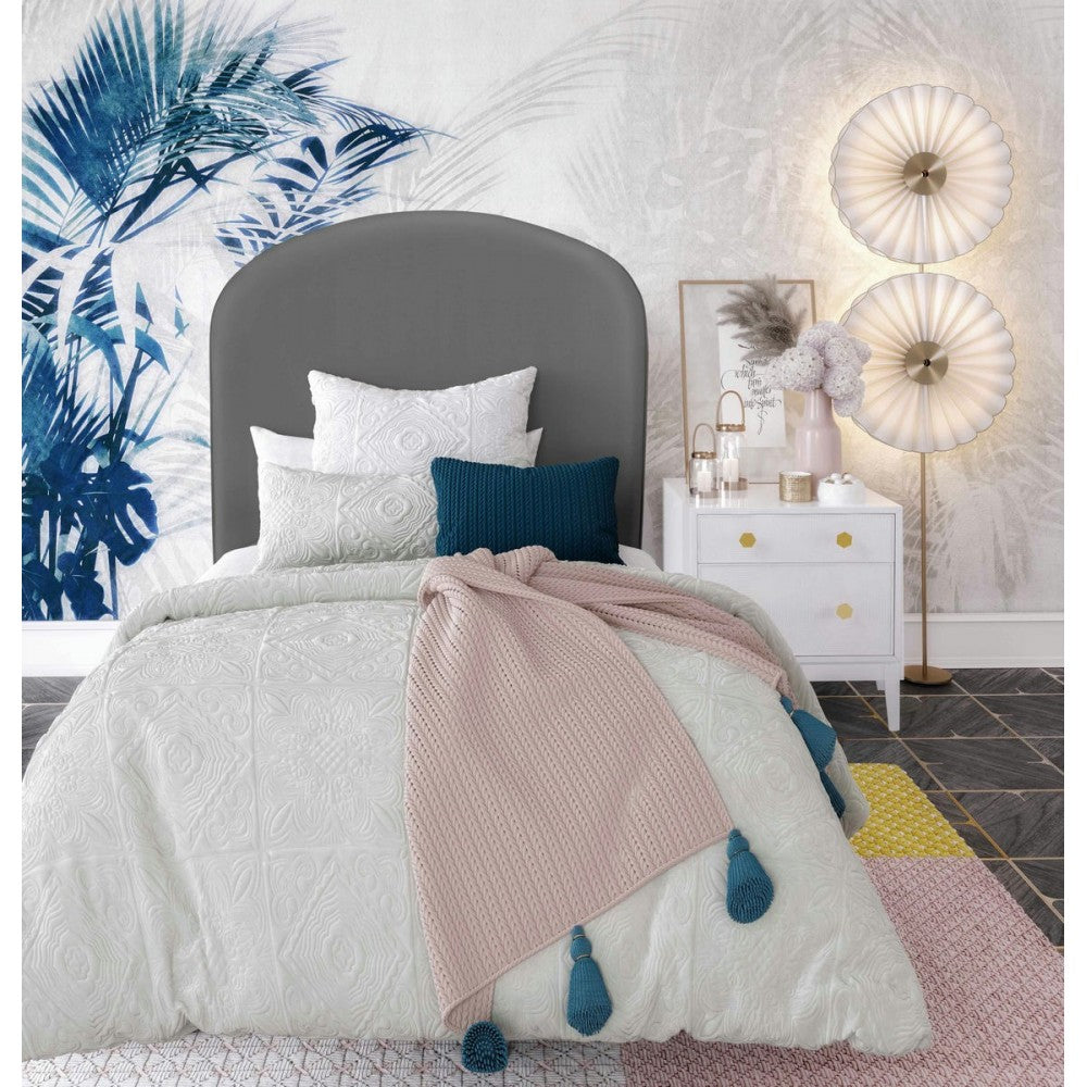 TOV Furniture Vivi Gray Velvet Bed in Twin