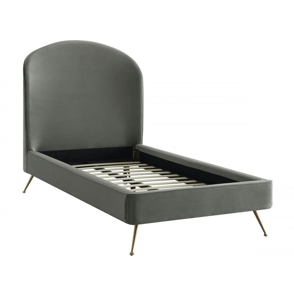 TOV Furniture Vivi Gray Velvet Bed in Twin