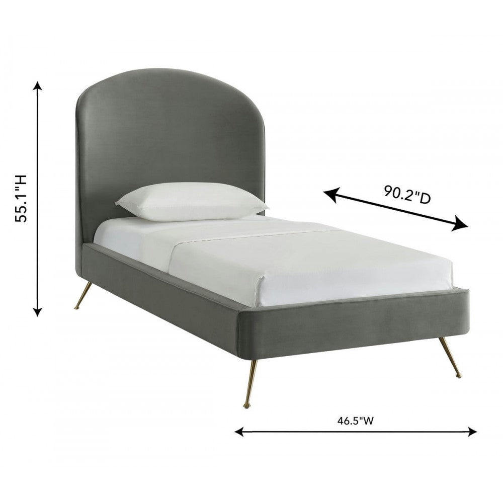 TOV Furniture Vivi Gray Velvet Bed in Twin