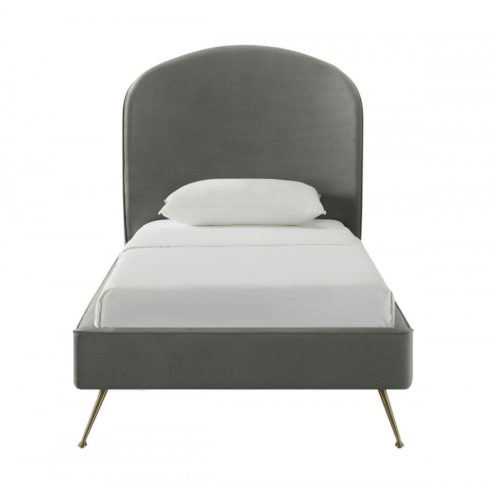TOV Furniture Vivi Gray Velvet Bed in Twin