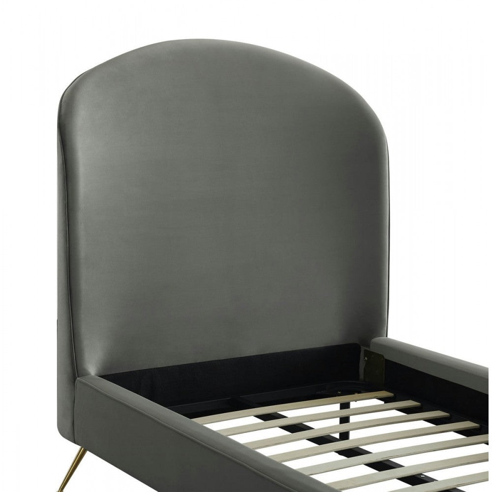 TOV Furniture Vivi Gray Velvet Bed in Twin