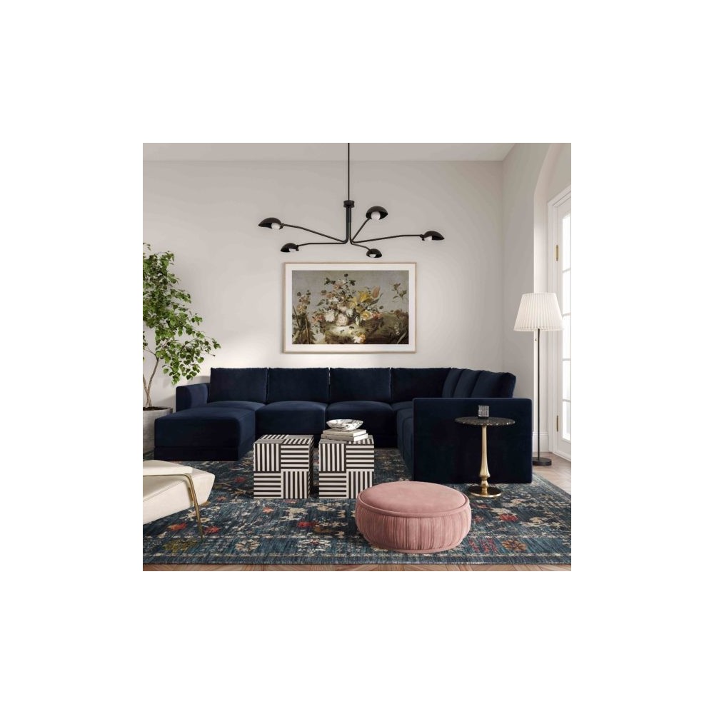 TOV Furniture Willow Navy Modular Large Chaise Sectional