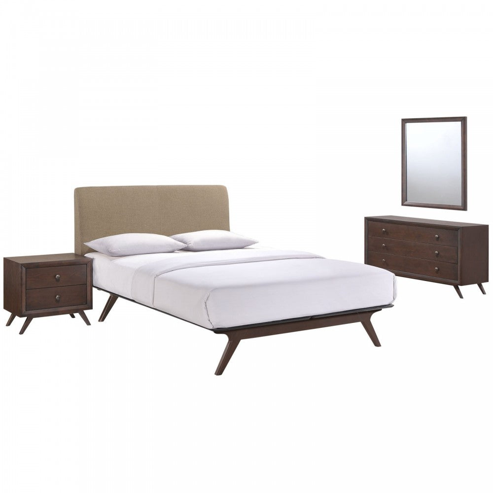 Tracy 4 Piece Queen Bedroom Set, Cappuccino Latte