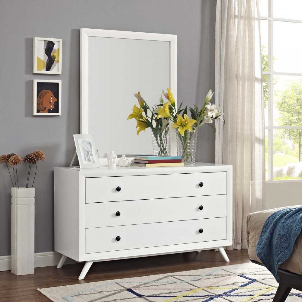Tracy Dresser and Mirror, White