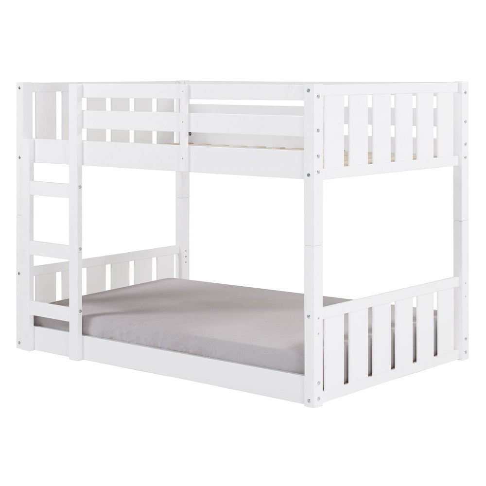 Traditional Twin over Twin Solid Wood Stackable Slat Bunk Bed - White
