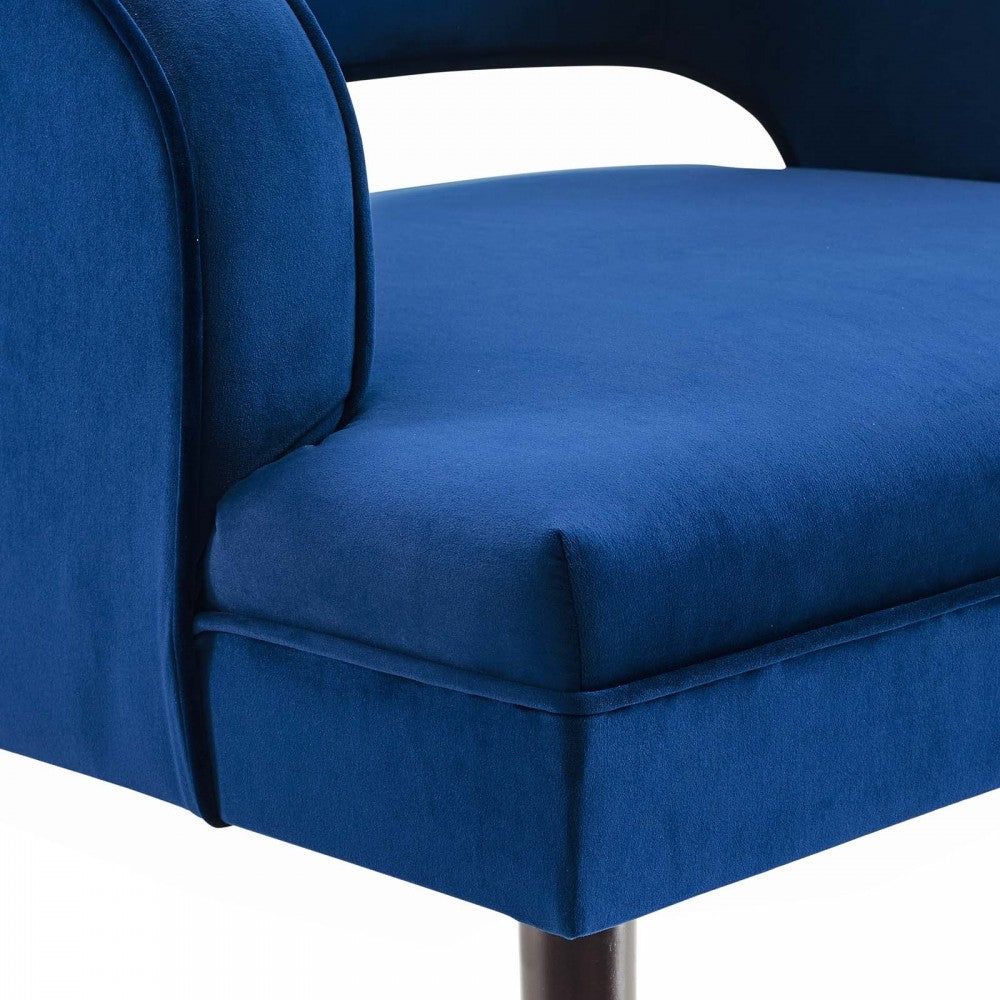 Traipse Button Tufted Open Back Performance Velvet Armchair, Navy