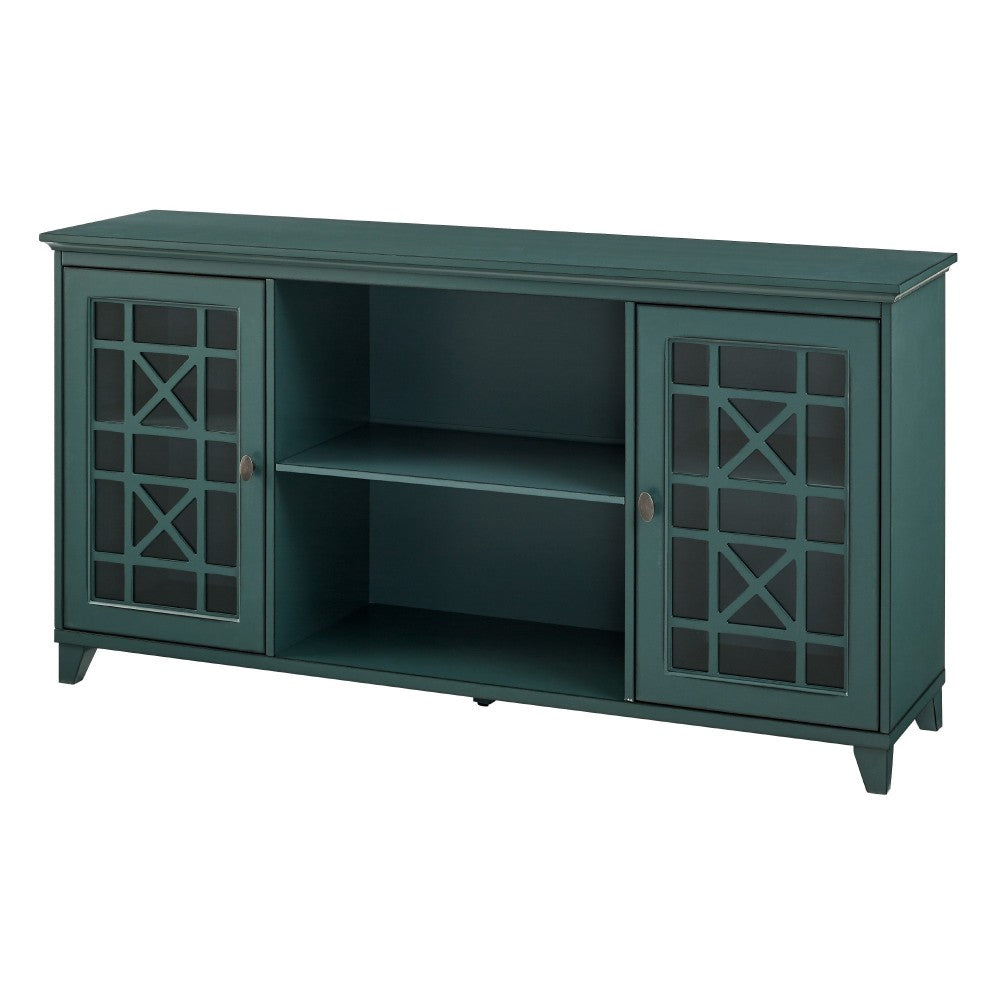 Transitional 2 Door Fretwork Sideboard - Antique Dark Teal
