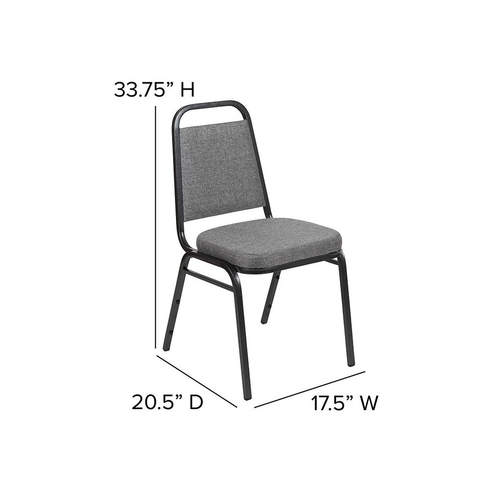 Trapezoidal Back Stacking Banquet Chair with 2.5" Thick Seat in Gray Fabric - Silver Vein Frame