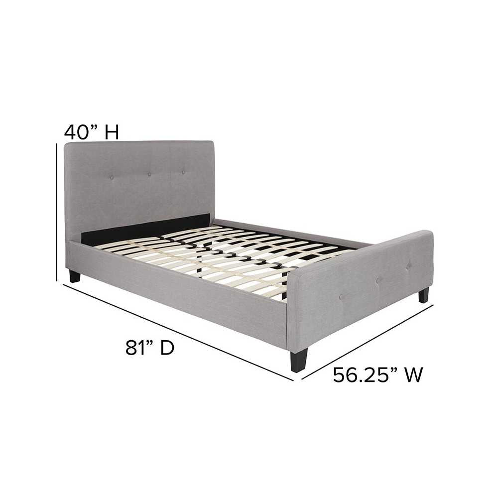 Tribeca Full Size Tufted Upholstered Platform Bed in Light Gray Fabric
