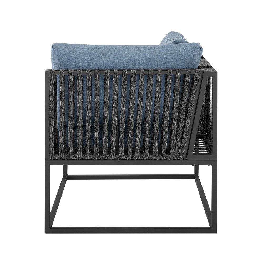 Trinidad Outdoor Modern Modular Patio Corner Chair - Blue