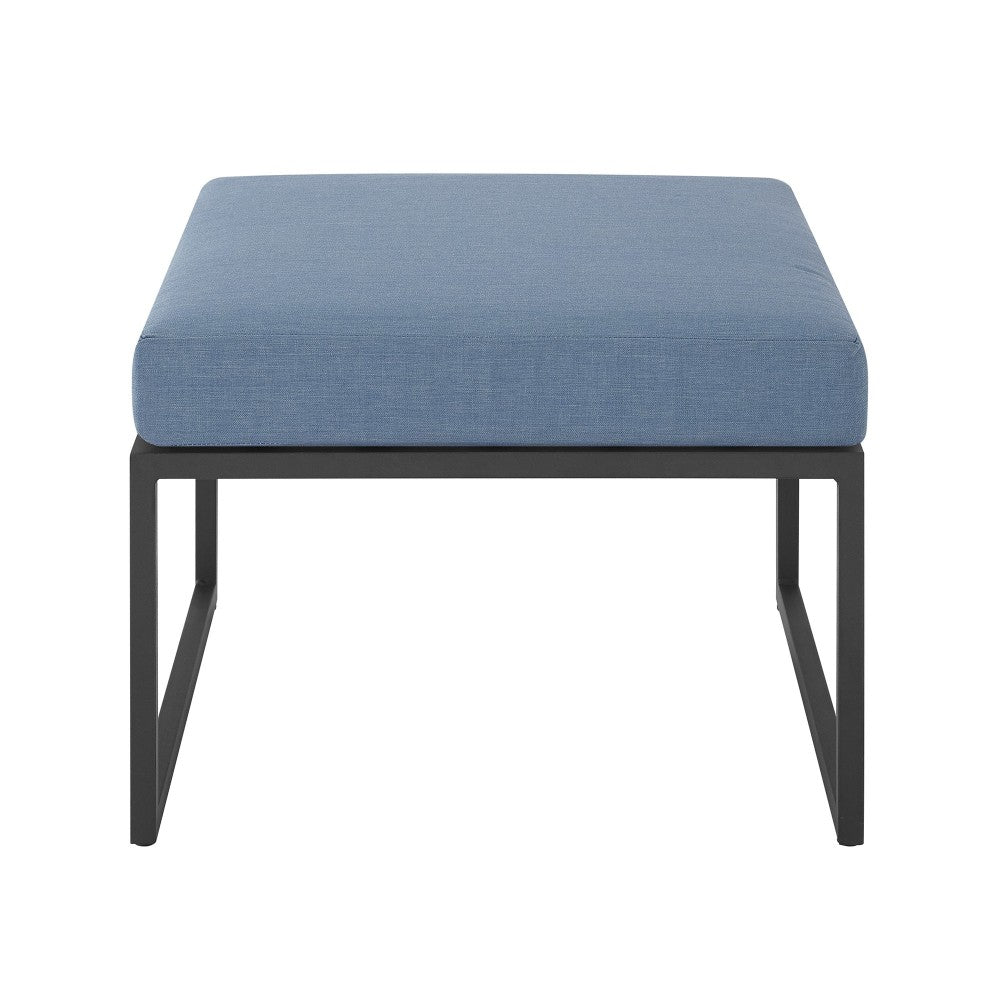 Trinidad Outdoor Modern Modular Patio Ottoman with Cushion - Blue