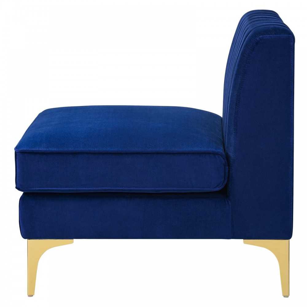 Triumph Channel Tufted Performance Velvet 3-Seater Sofa, Navy