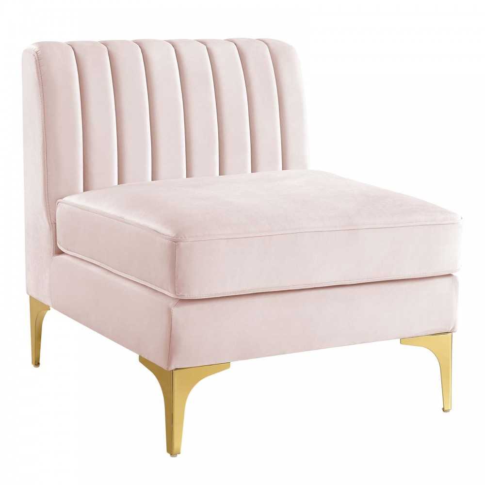 Triumph Channel Tufted Performance Velvet 3-Seater Sofa, Pink