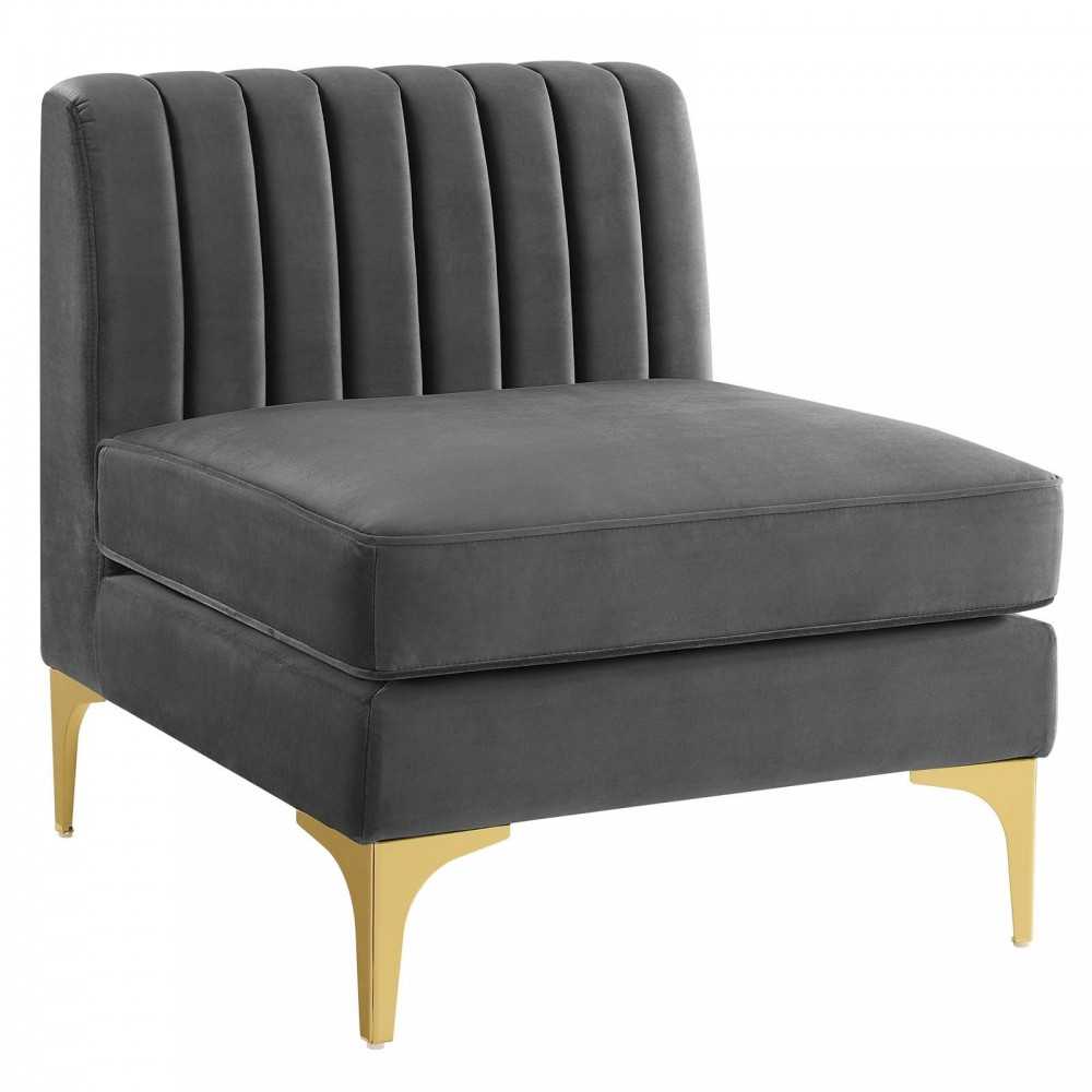 Triumph Channel Tufted Performance Velvet 3-Seater Sofa, Gray