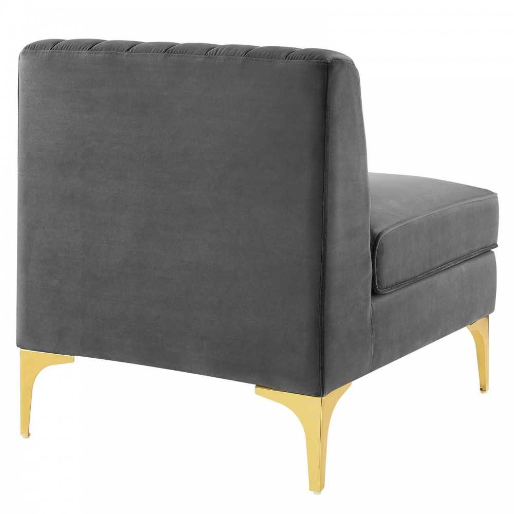 Triumph Channel Tufted Performance Velvet 4-Seater Sofa, Gray