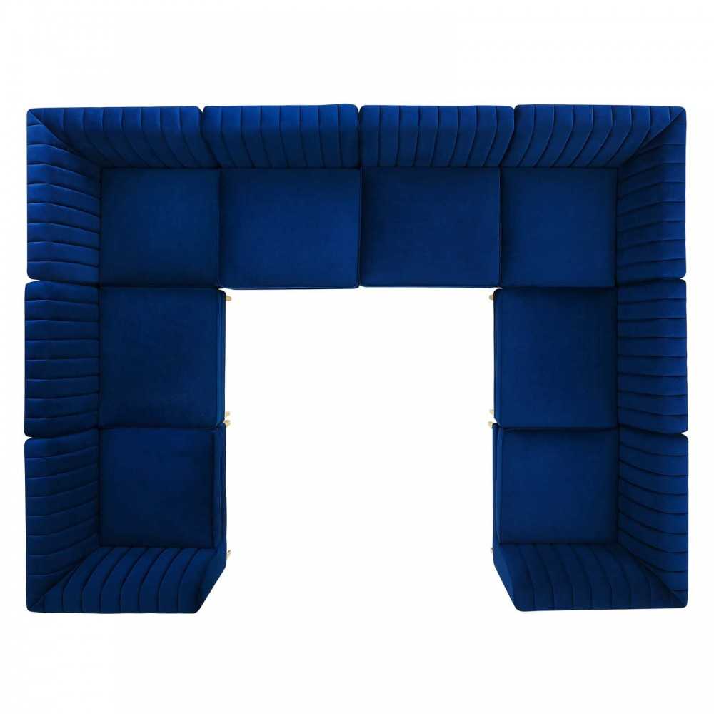 Triumph Channel Tufted Performance Velvet 8-Piece Sectional Sofa, Navy