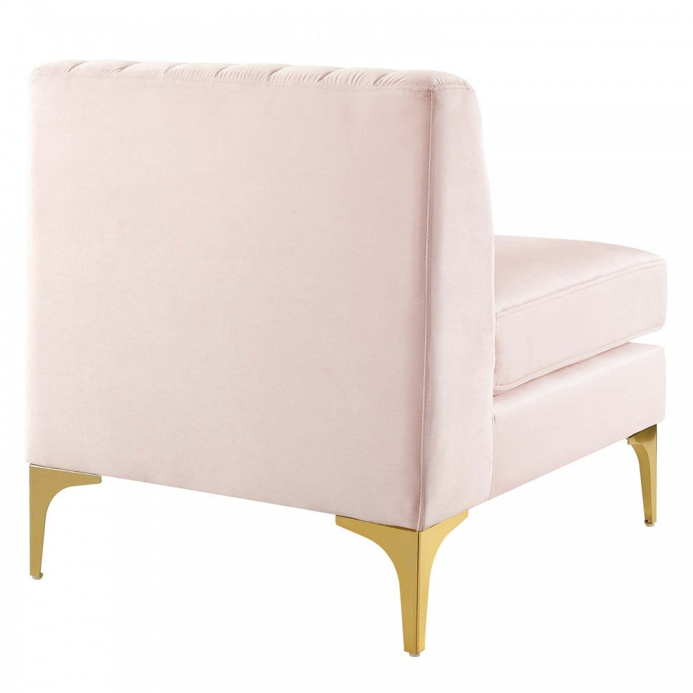 Triumph Channel Tufted Performance Velvet Armless Chair, Pink