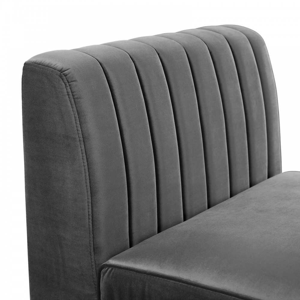 Triumph Channel Tufted Performance Velvet Armless Chair, Gray