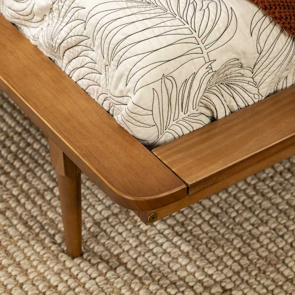 Twin Mid Century Solid Wood Spindle Bed - Caramel