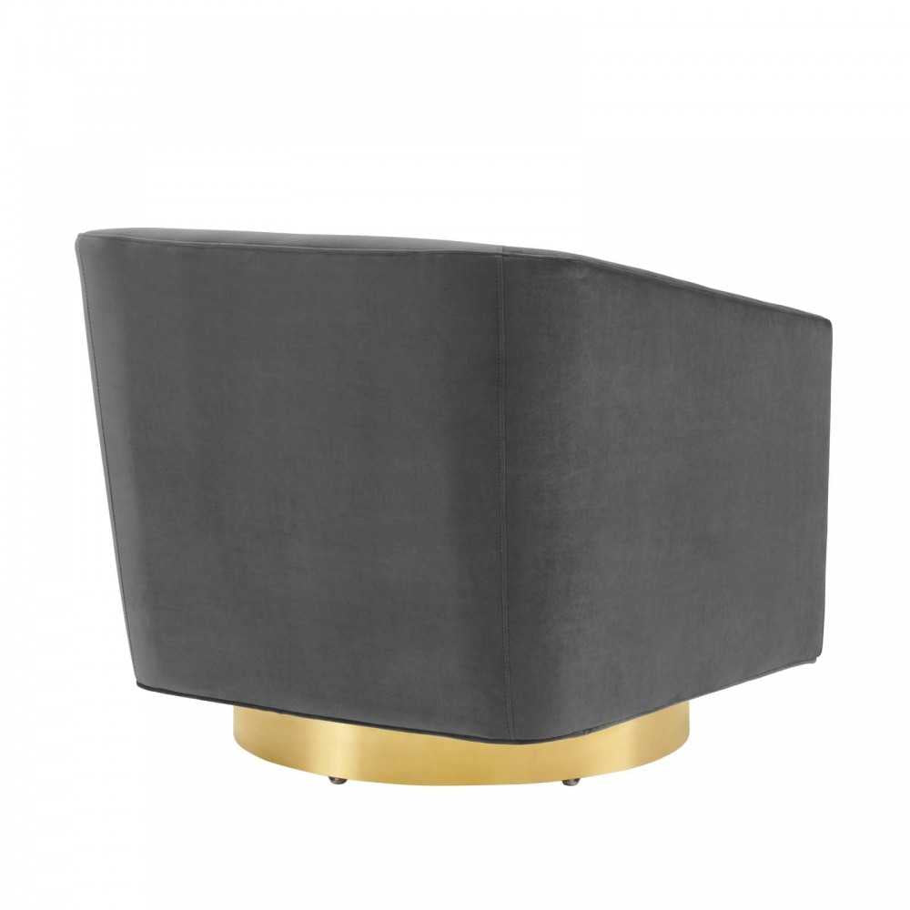 Twist Accent Lounge Performance Velvet Swivel Chair, Gold Charcoal