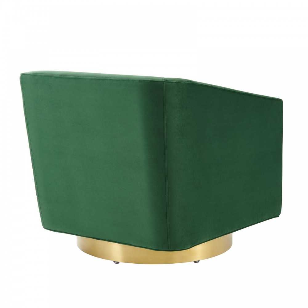 Twist Accent Lounge Performance Velvet Swivel Chair, Gold Emerald