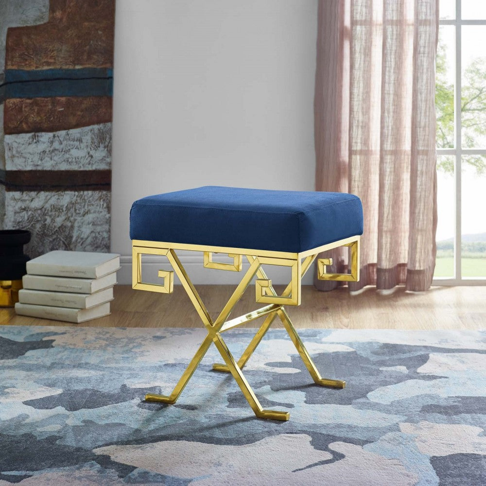 Twist Performance Velvet Bench, Gold Navy
