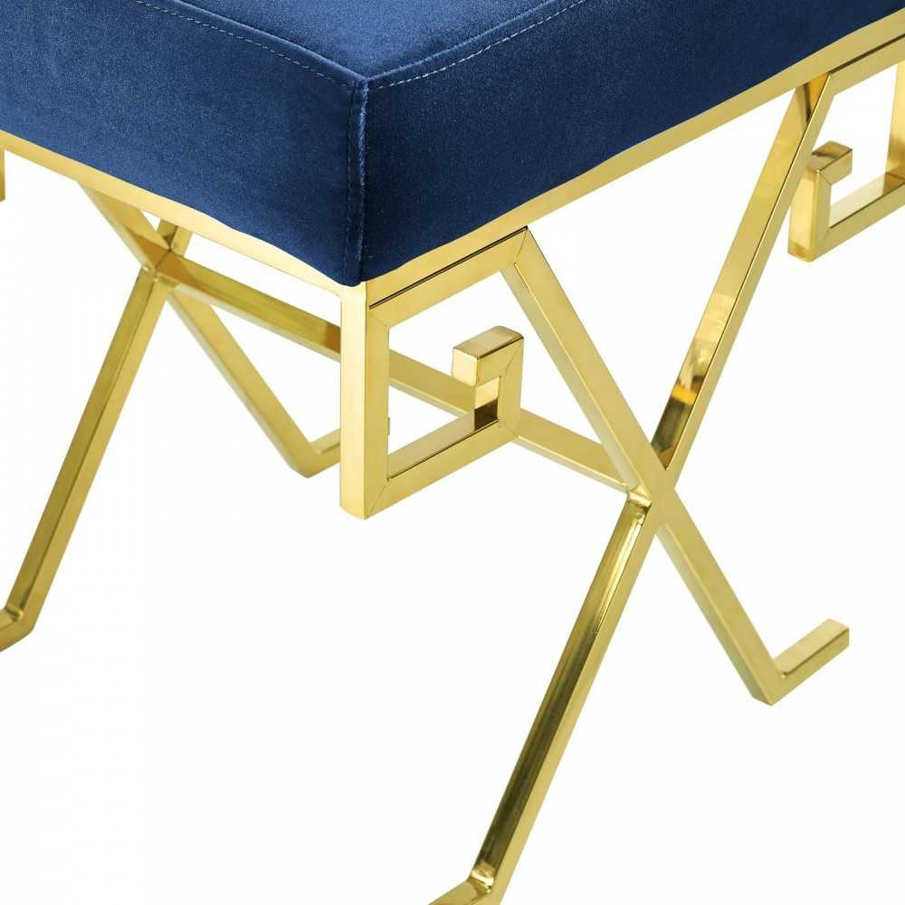 Twist Performance Velvet Bench, Gold Navy