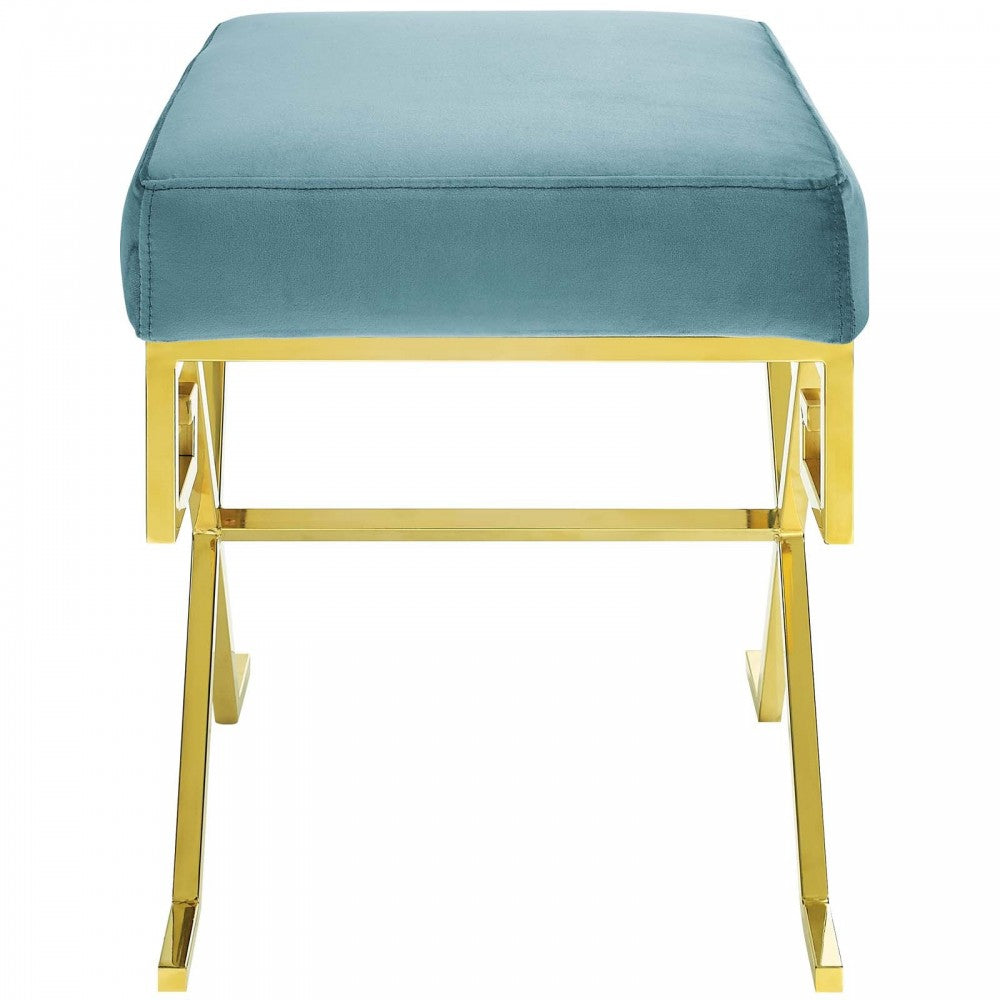 Twist Performance Velvet Bench, Sea Blue
