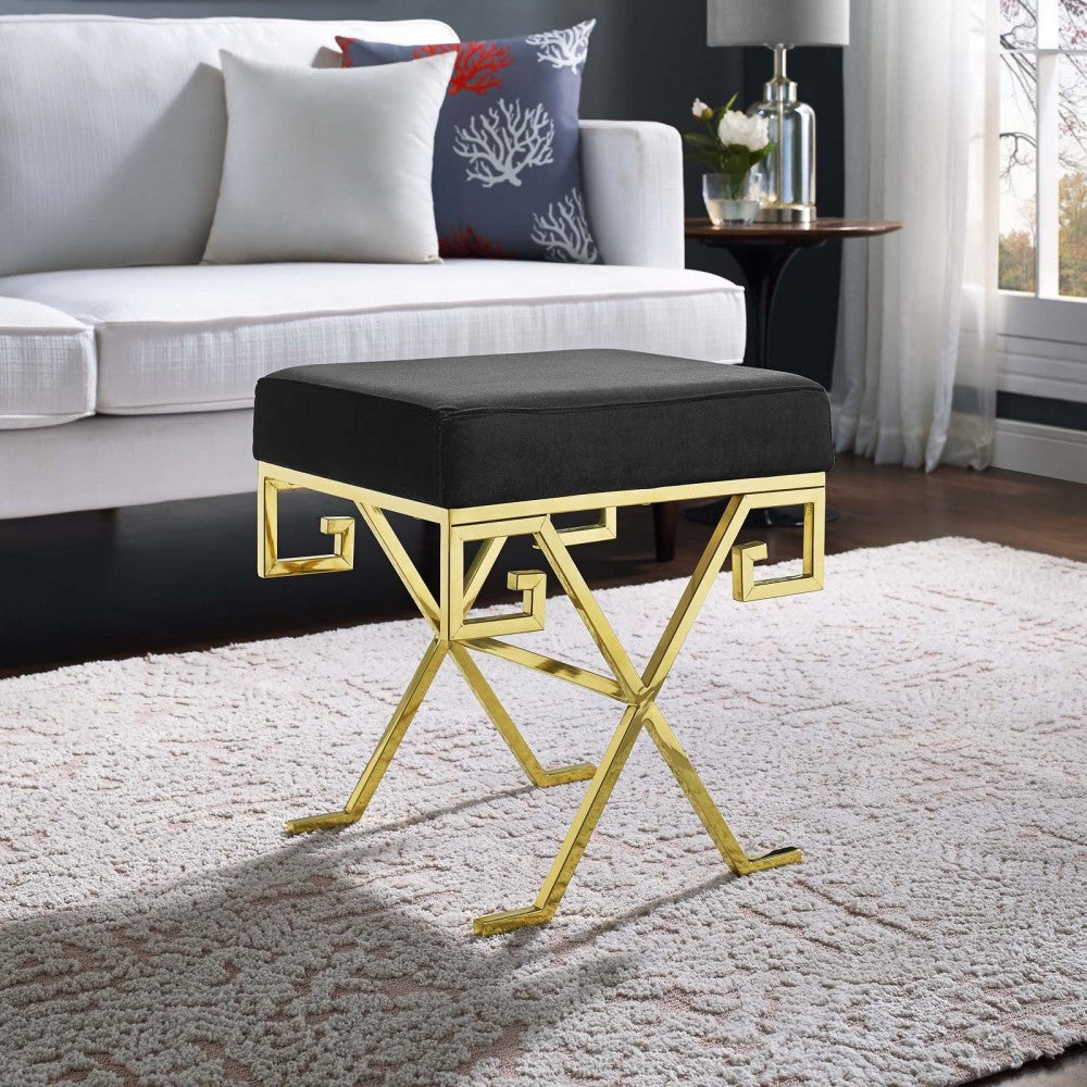Twist Performance Velvet Bench, Gold Black