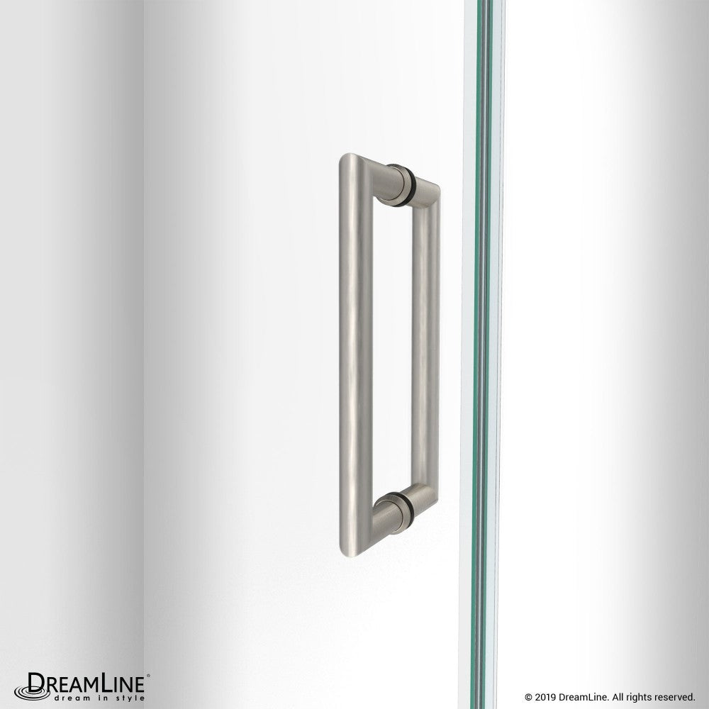 Unidoor-LS 29-30 in. W x 72 in. H Frameless Hinged Shower Door in Brushed Nickel