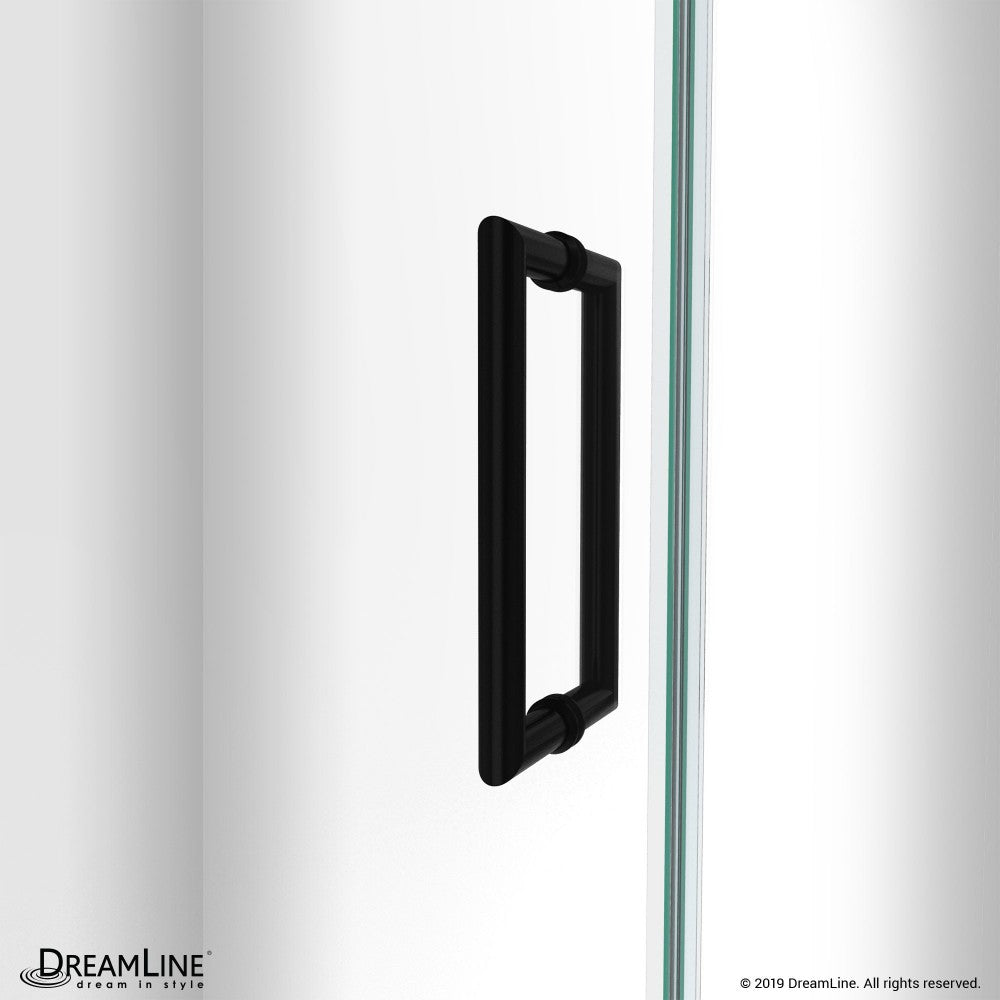 Unidoor-LS 29-30 in. W x 72 in. H Frameless Hinged Shower Door in Satin Black
