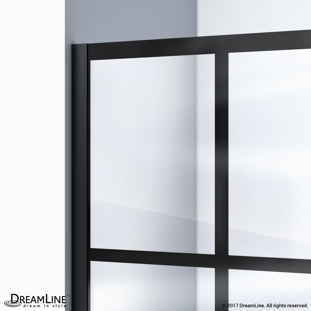 Unidoor Toulon 34 in. D x 40 in. W x 72 in. H Frameless Hinged Shower Enclosure in Satin Black