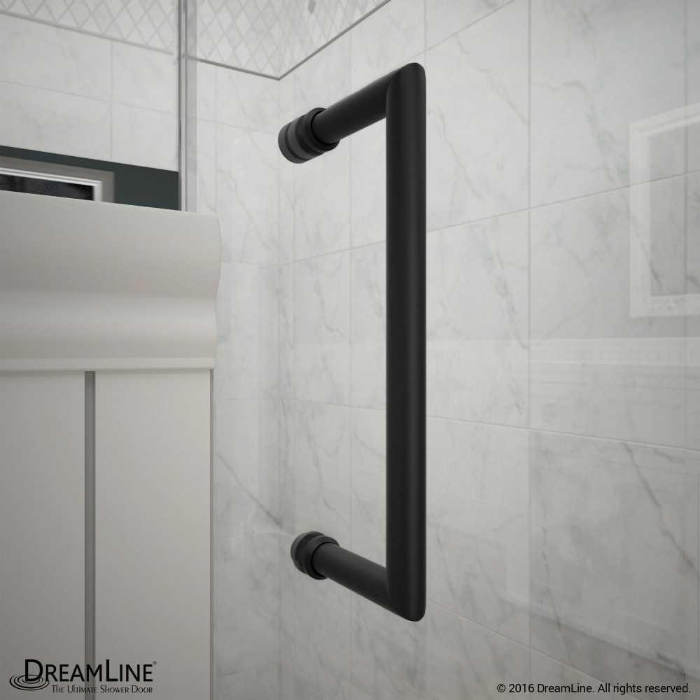 Unidoor Toulon 34 in. D x 40 in. W x 72 in. H Frameless Hinged Shower Enclosure in Satin Black