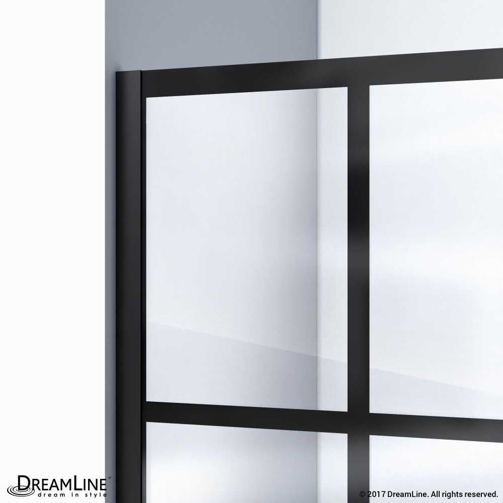 Unidoor Toulon 34 in. D x 46 in. W x 72 in. H Frameless Hinged Shower Enclosure in Satin Black