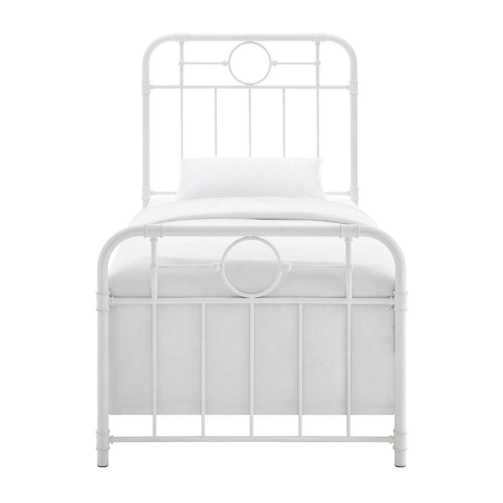 Urban Industrial Metal Pipe Twin Bed - Antique White