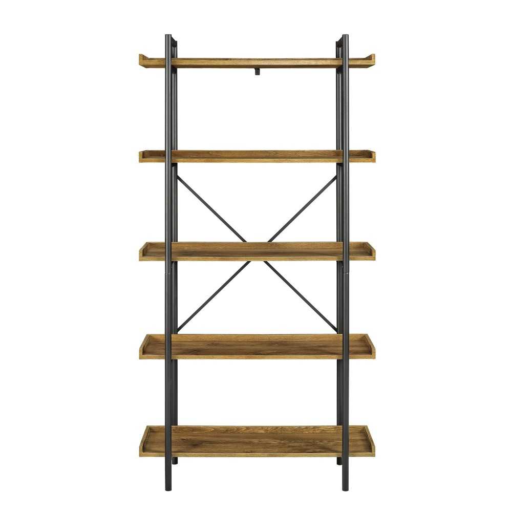 Urban Pipe 68" Rustic Industrial 5 Shelf Wood Bookshelf - Barnwood