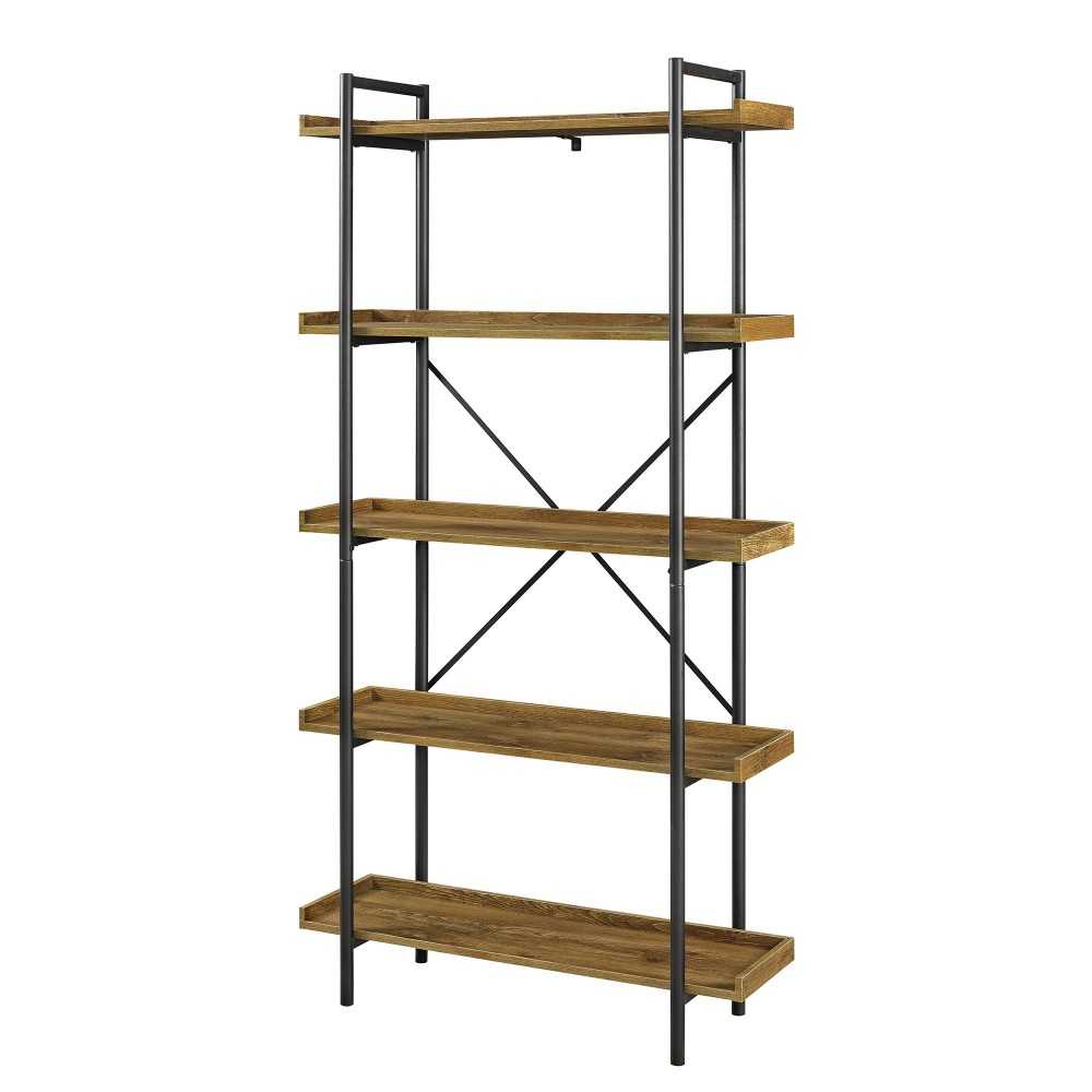 Urban Pipe 68" Rustic Industrial 5 Shelf Wood Bookshelf - Barnwood