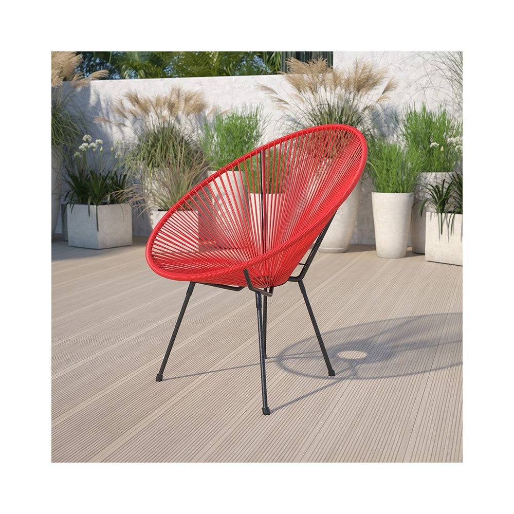 Valencia Oval Comfort Series Take Ten Red Rattan Lounge Chair