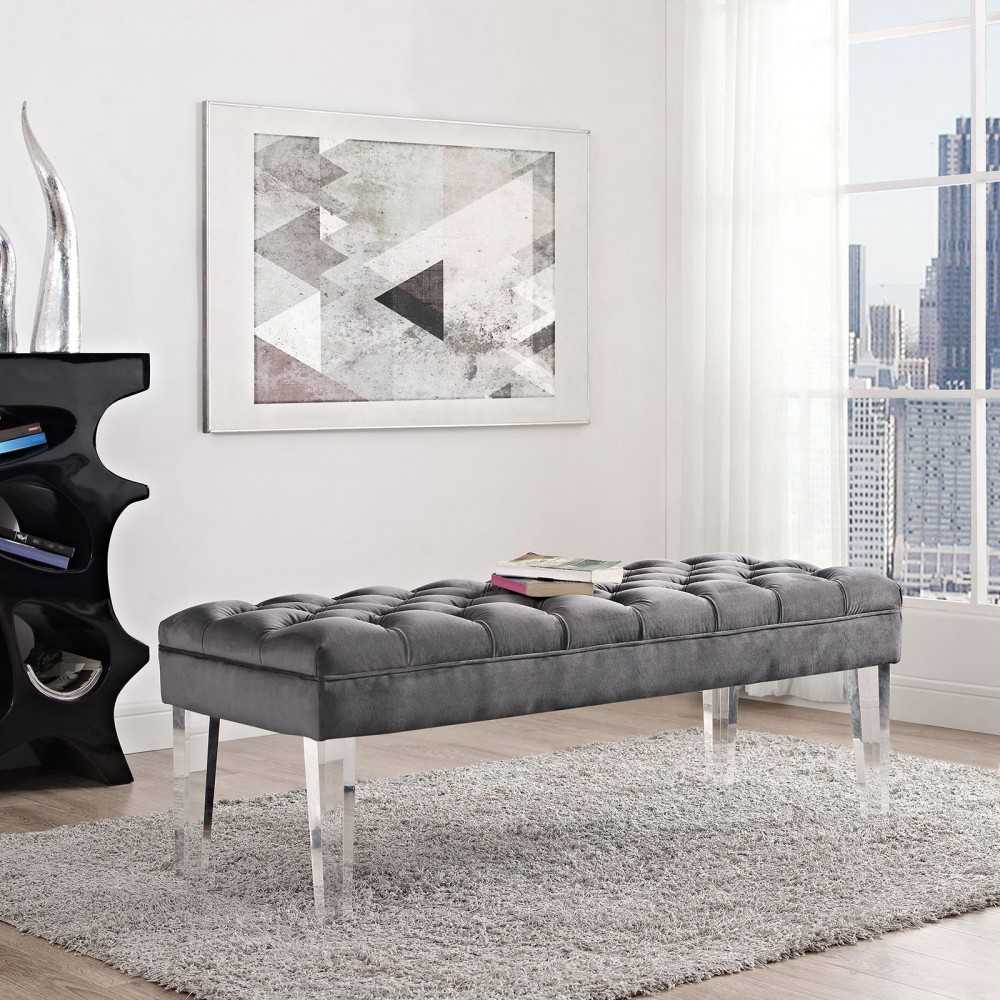 Valet Performance Velvet Bench, Gray