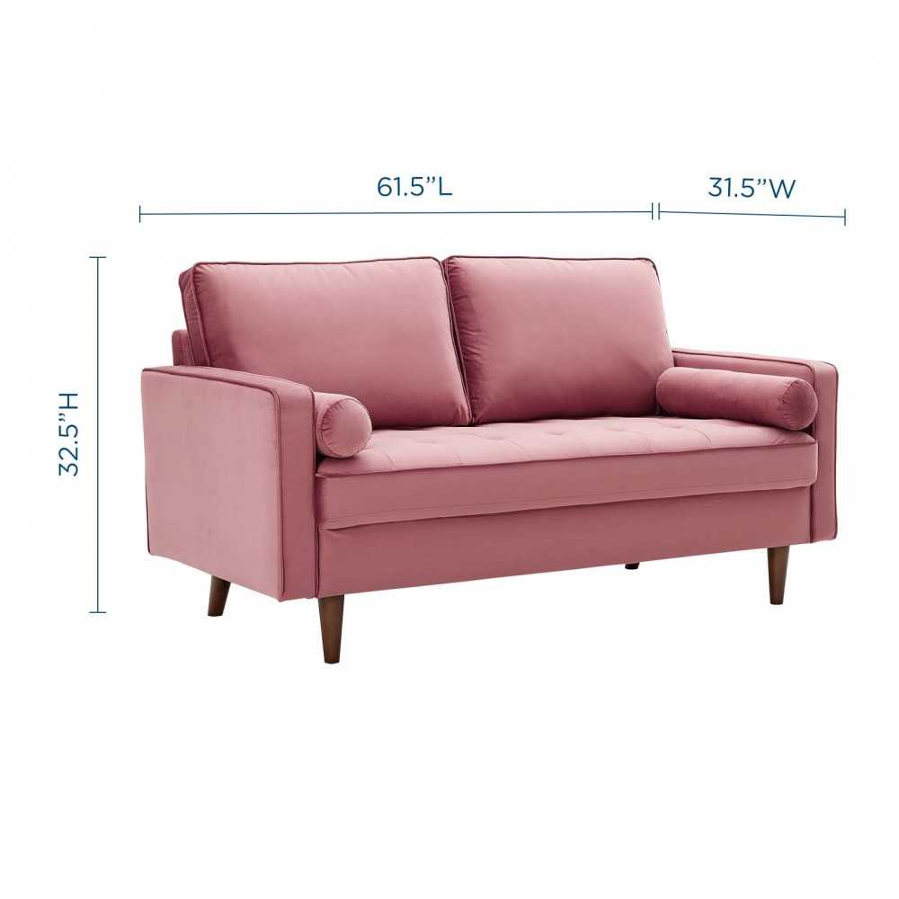 Valour Performance Velvet Loveseat, Dusty Rose