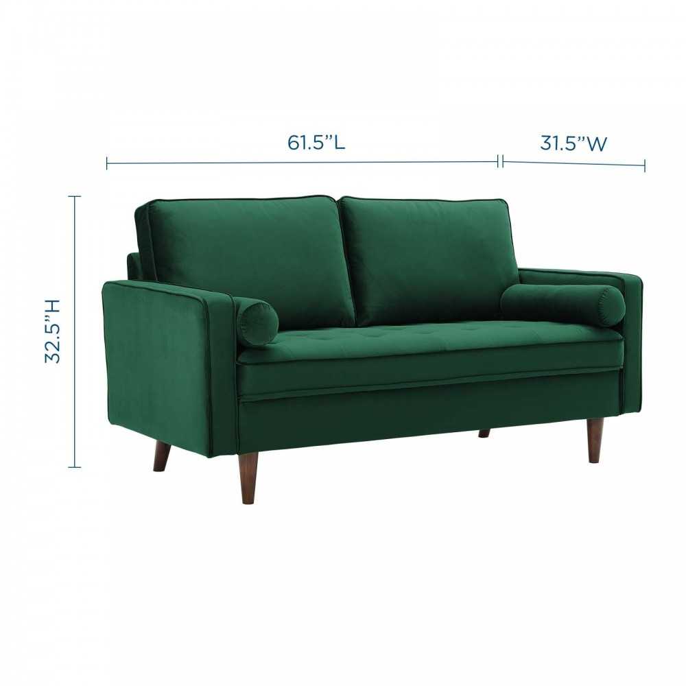 Valour Performance Velvet Loveseat, Green