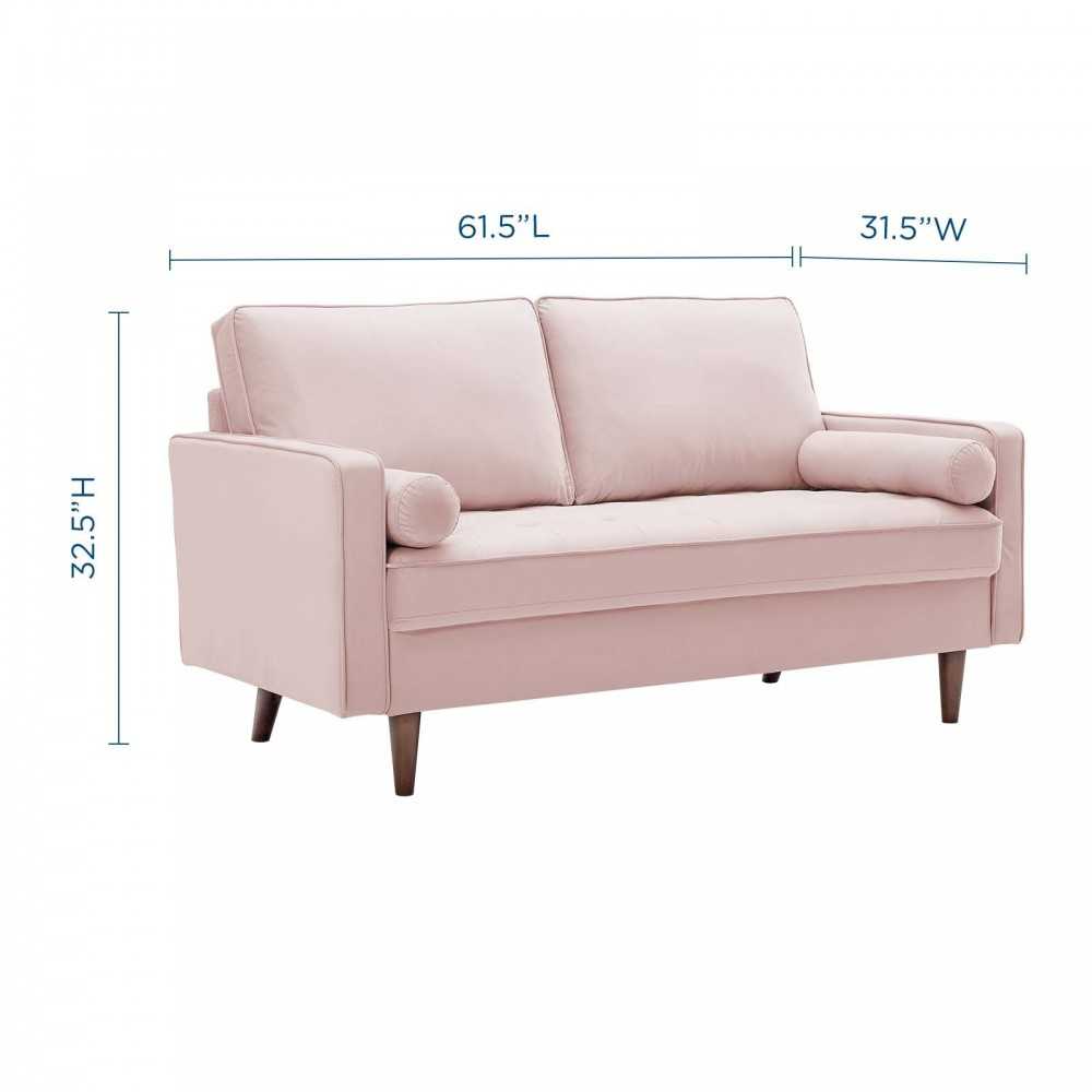 Valour Performance Velvet Loveseat, Pink