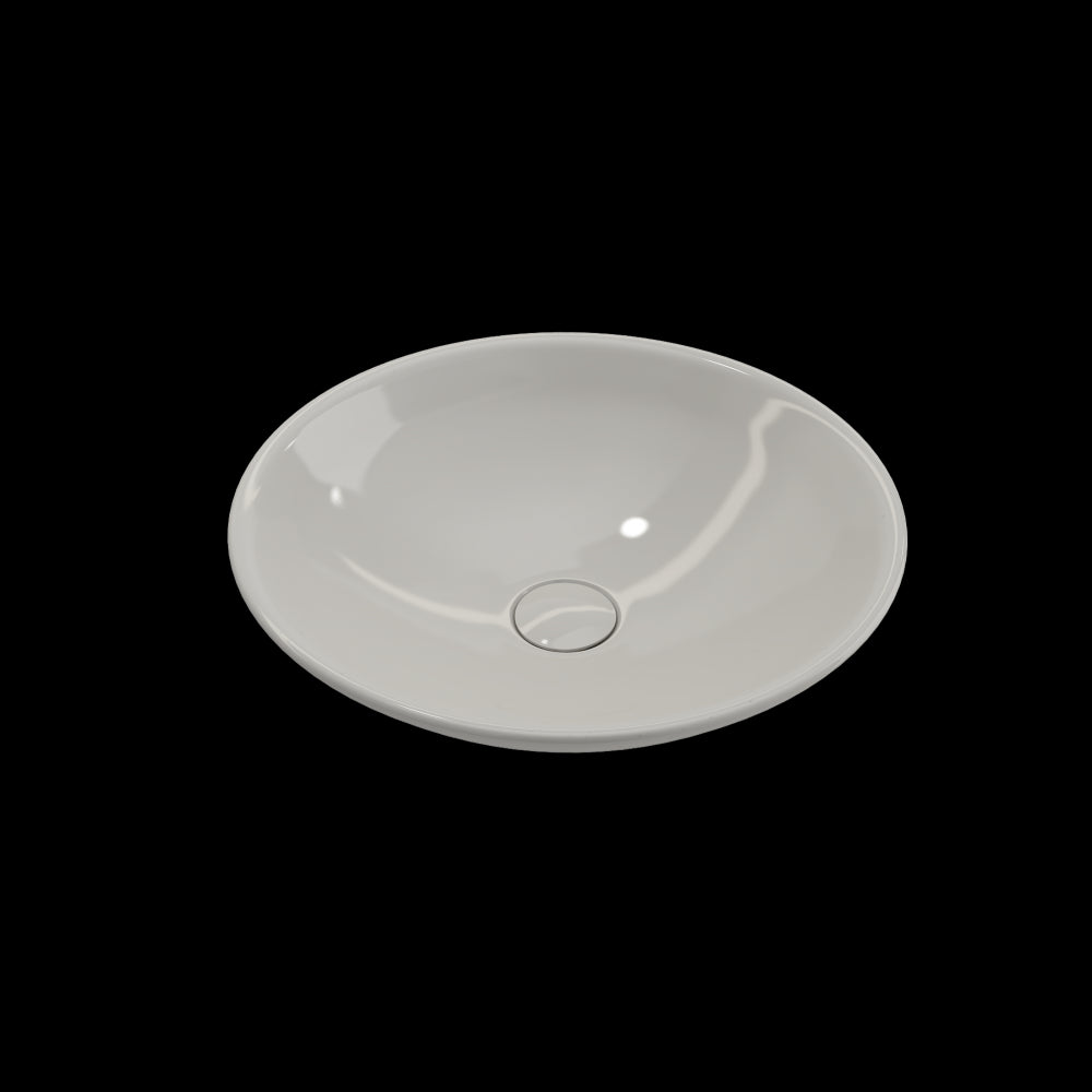 Venezia Vessel Fireclay 15.75 in. with Matching Drain Cover in Biscuit