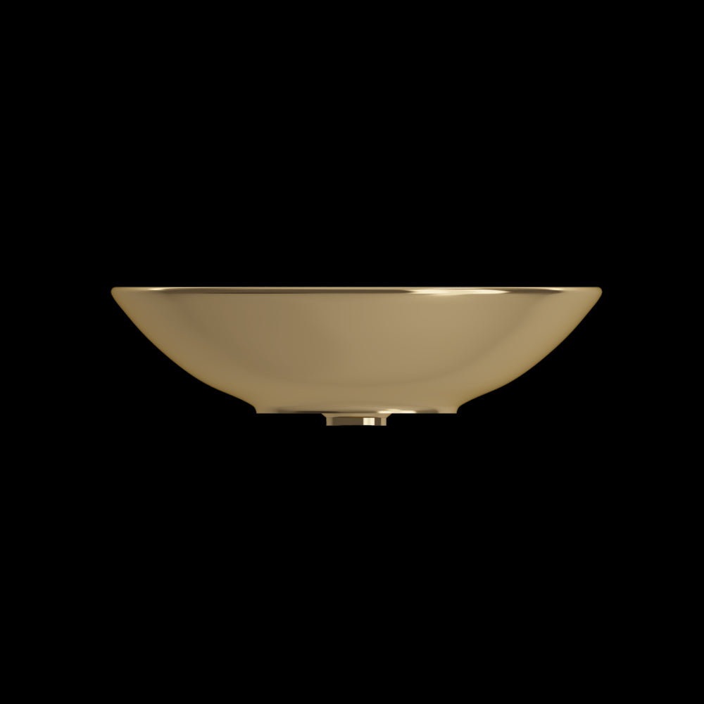 Venezia Vessel Fireclay 15.75 in. with Matching Drain Cover in Matte Gold
