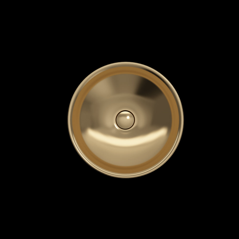 Venezia Vessel Fireclay 15.75 in. with Matching Drain Cover in Matte Gold
