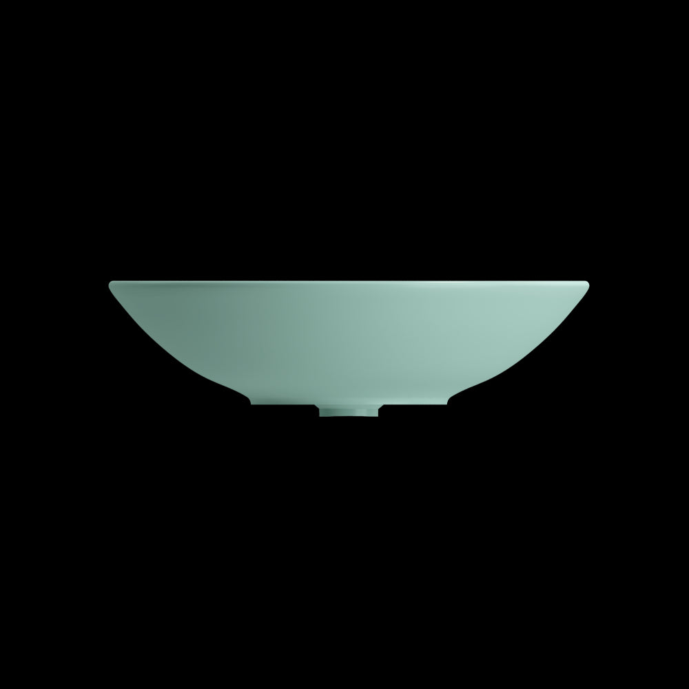Venezia Vessel Fireclay 15.75 in. with Matching Drain Cover in Matte Mint Green