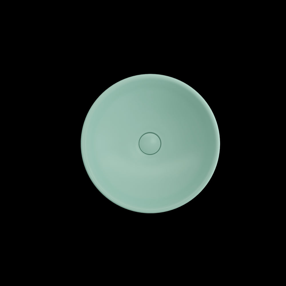 Venezia Vessel Fireclay 15.75 in. with Matching Drain Cover in Matte Mint Green