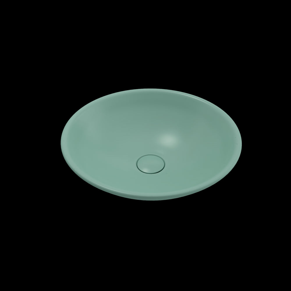 Venezia Vessel Fireclay 15.75 in. with Matching Drain Cover in Matte Mint Green