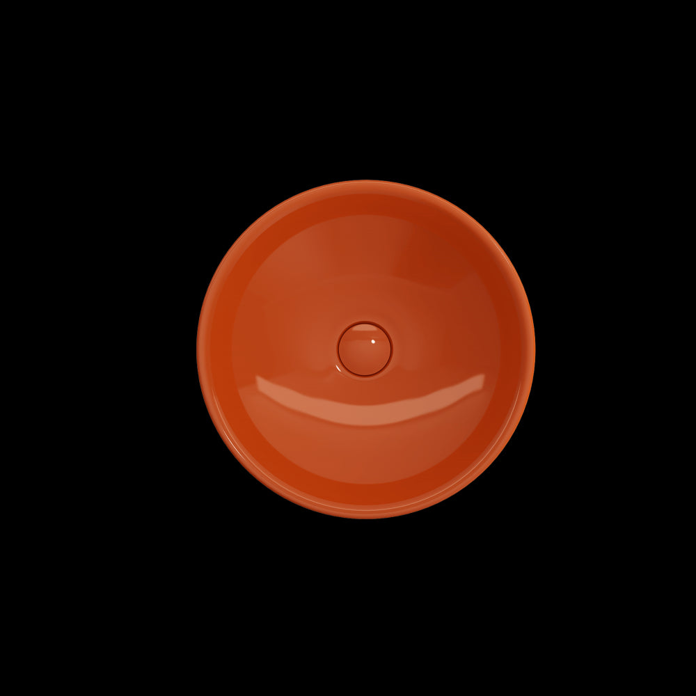 Venezia Vessel Fireclay 15.75 in. with Matching Drain Cover in Orange