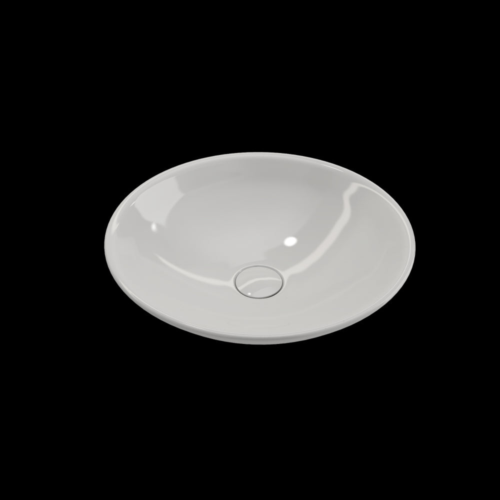 Venezia Vessel Fireclay 15.75 in. with Matching Drain Cover in White